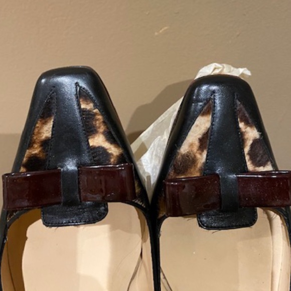 BLK/Burgundy/Animal Print Leather w/Haircalf & Bow - Picture 3 of 5